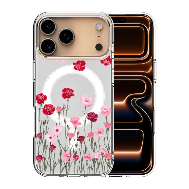For iPhone 17 Pro Pattern Printing TPU + PC Magnetic Shockproof Phone Case(Pink Red 031)