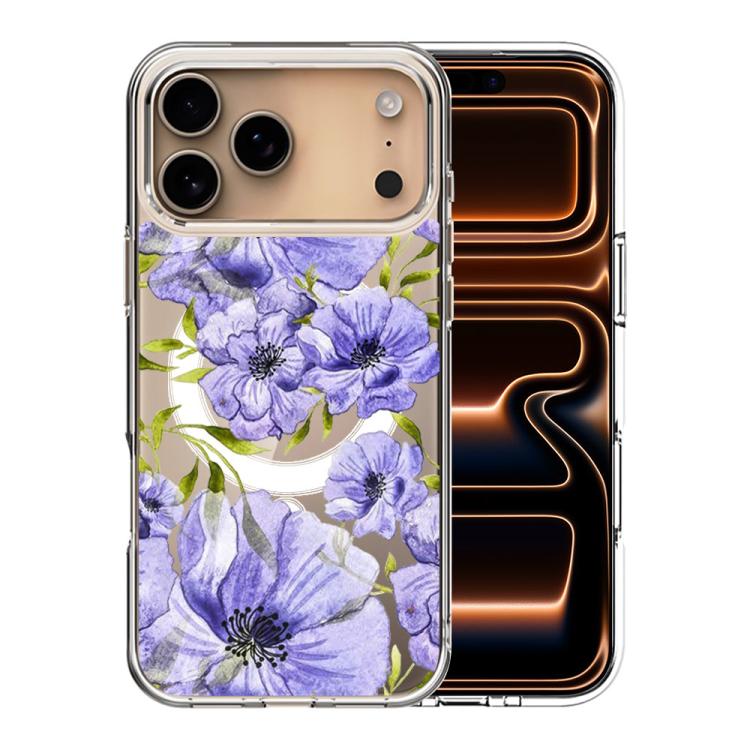 For iPhone 17 Pro Pattern Printing TPU + PC Magnetic Shockproof Phone Case(Purple 001)