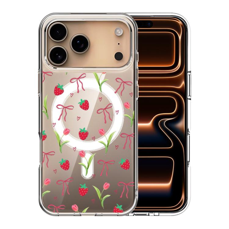 For iPhone 17 Pro Pattern Printing TPU + PC Magnetic Shockproof Phone Case(Strawberry 027)