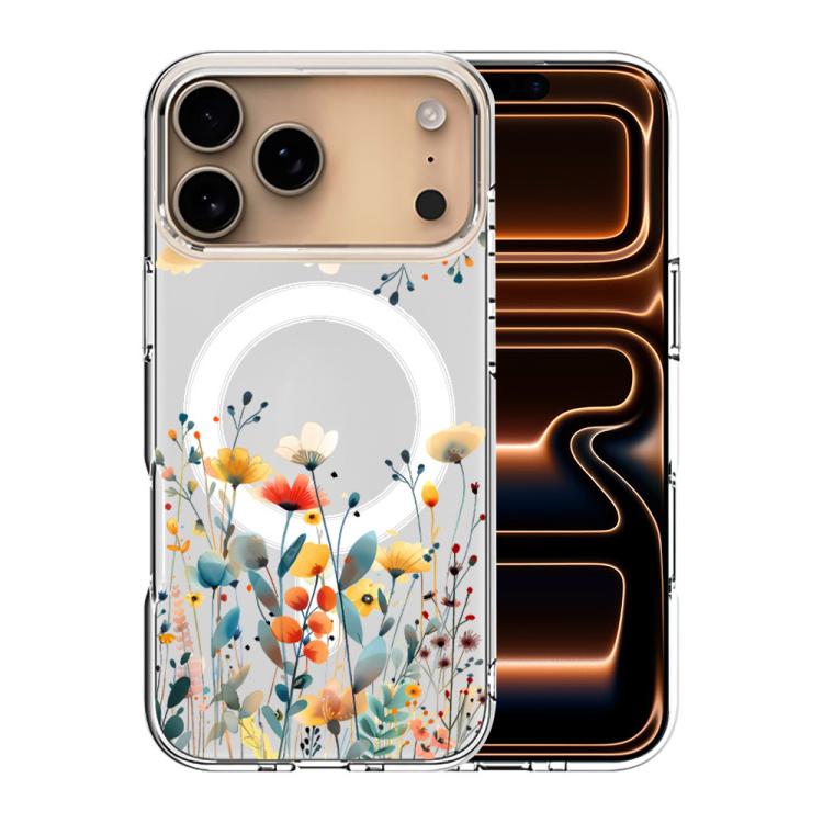 For iPhone 17 Pro Pattern Printing TPU + PC Magnetic Shockproof Phone Case(Yellow Flower 036)