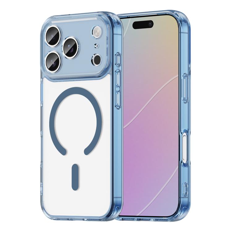 For iPhone 17 Pro PC Hybrid TPU Airbag Shockproof MagSafe Phone Case(Transparent Blue)