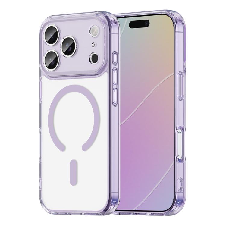 For iPhone 17 Pro PC Hybrid TPU Airbag Shockproof MagSafe Phone Case(Transparent Purple)