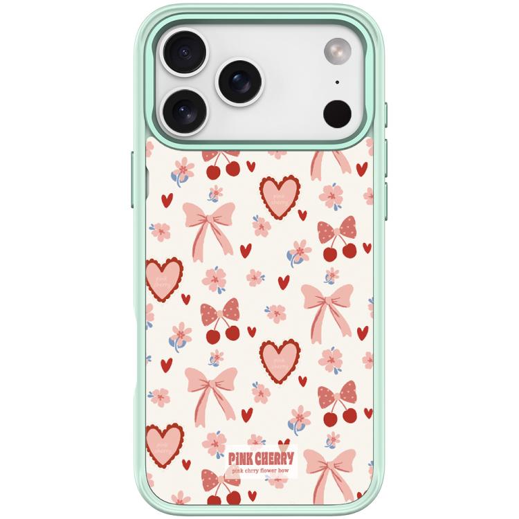 For iPhone 17 Pro Pink Lover Pattern Magnetic Phone Case(Light Green)