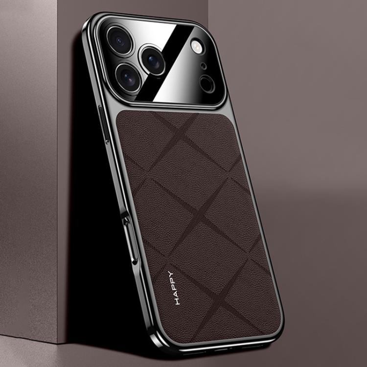 For iPhone 17 Pro Plain Leather PC Phone Case(Brown)