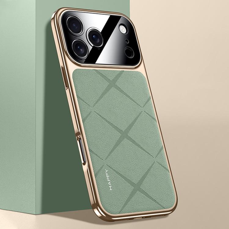 For iPhone 17 Pro Plain Leather PC Phone Case(Green)