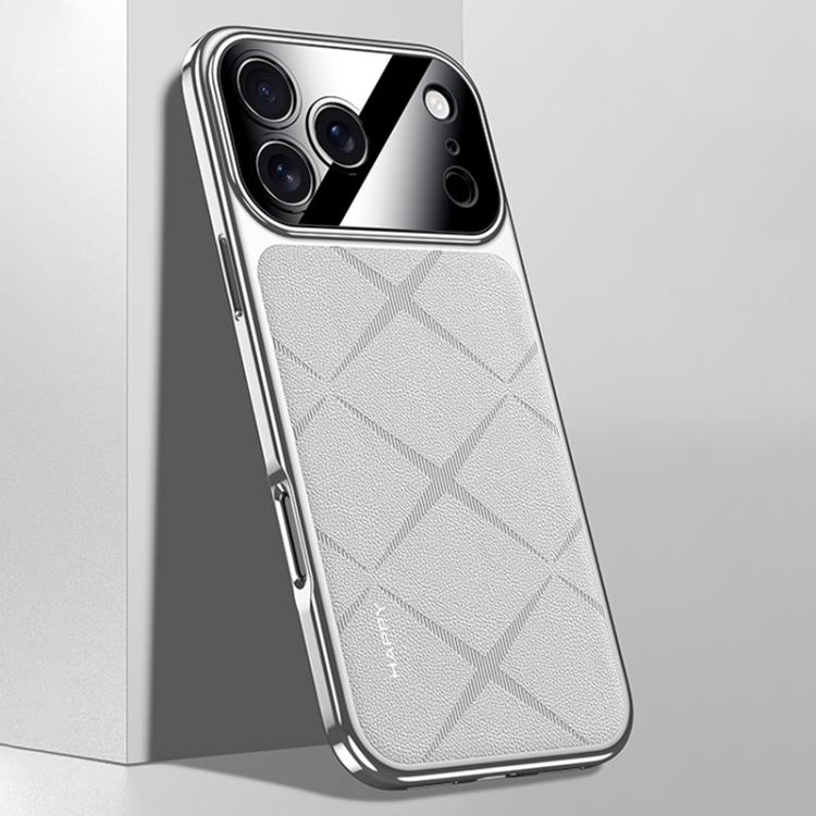 For iPhone 17 Pro Plain Leather PC Phone Case(White)