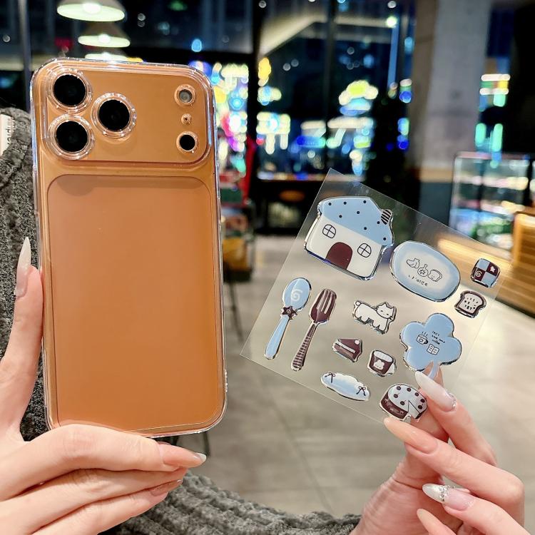 For iPhone 17 Pro Precise Hole Shockproof Clear PC Phone Case with Resin Sticker(Blue Four Leaf Clover)