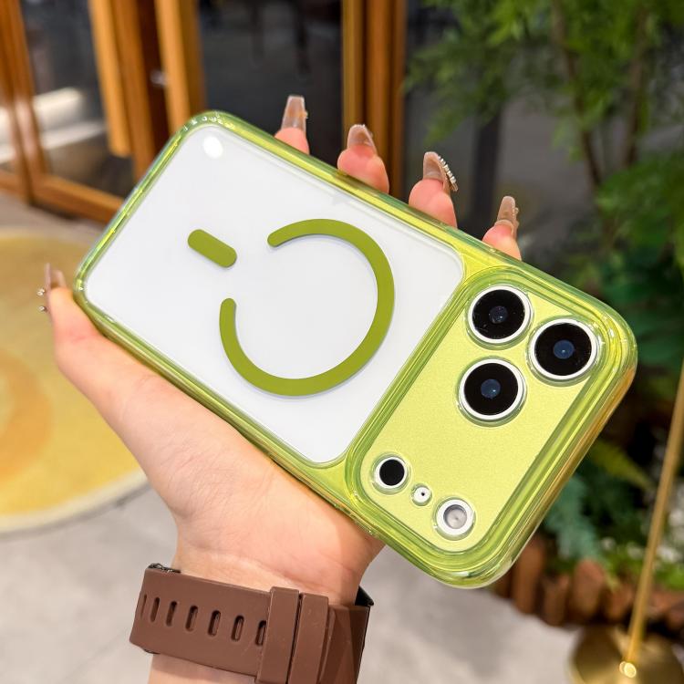 For iPhone 17 Pro Precise Hole Shockproof Magnetic TPU Hybrid Acrylic Transparent Phone Case(Green)