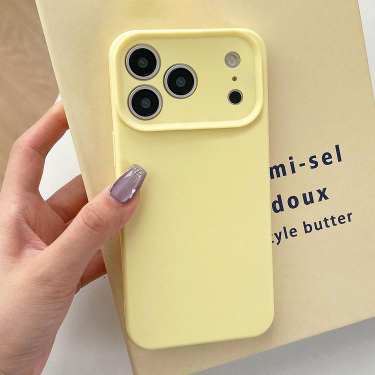 For iPhone 17 Pro Precision Hole Camera Frame Solid Color Phone Case(Yellow)