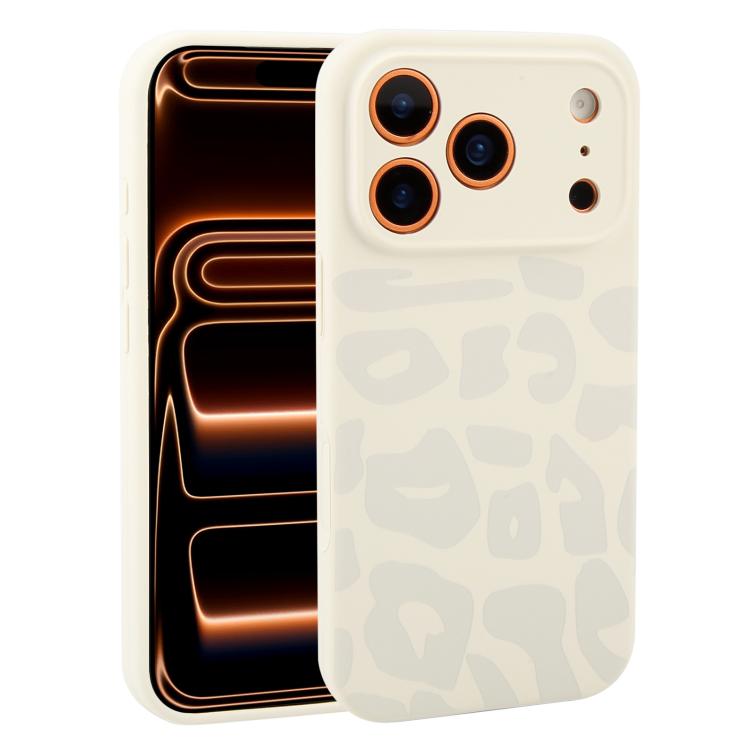For iPhone 17 Pro Precision Hole Leopard Print Liquid Silicone Phone Case(Grey)