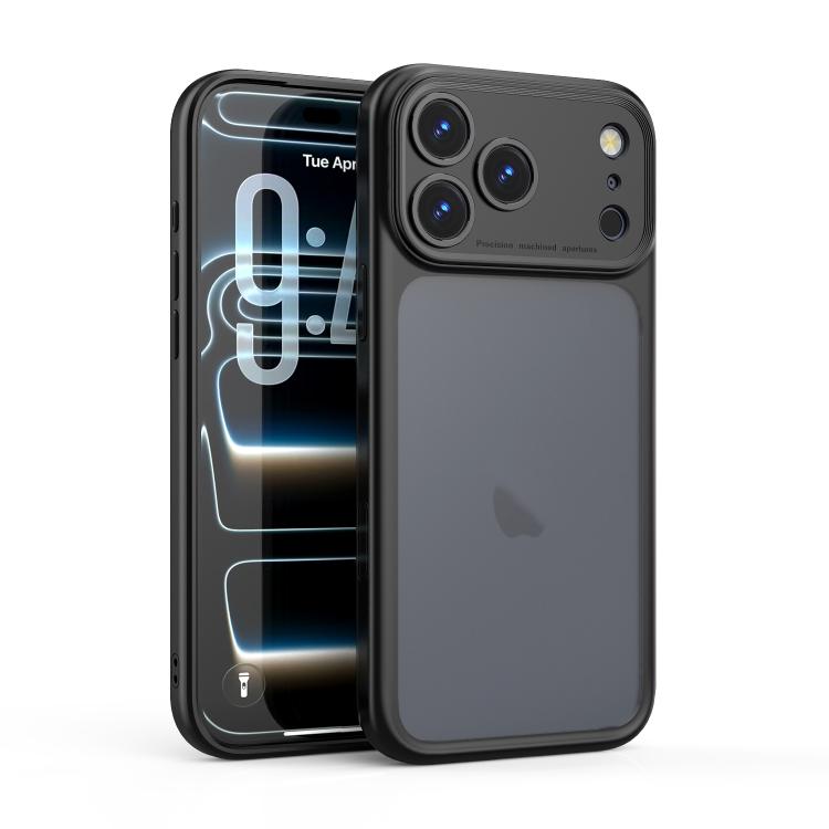 For iPhone 17 Pro Precision Hole PC Transparent Shockproof Phone Case(Black)