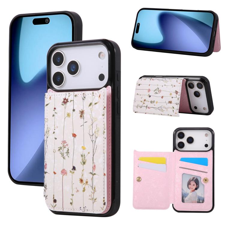 For iPhone 17 Pro Printed Double Buckle RFID Anti-theft Phone Case(Dried Flower World)