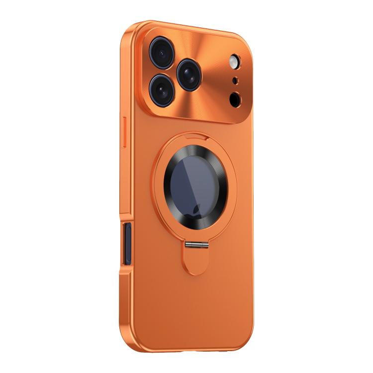 For iPhone 17 Pro Privacy Screen Film Full Cover MagSafe Holder Phone Case(Orange)
