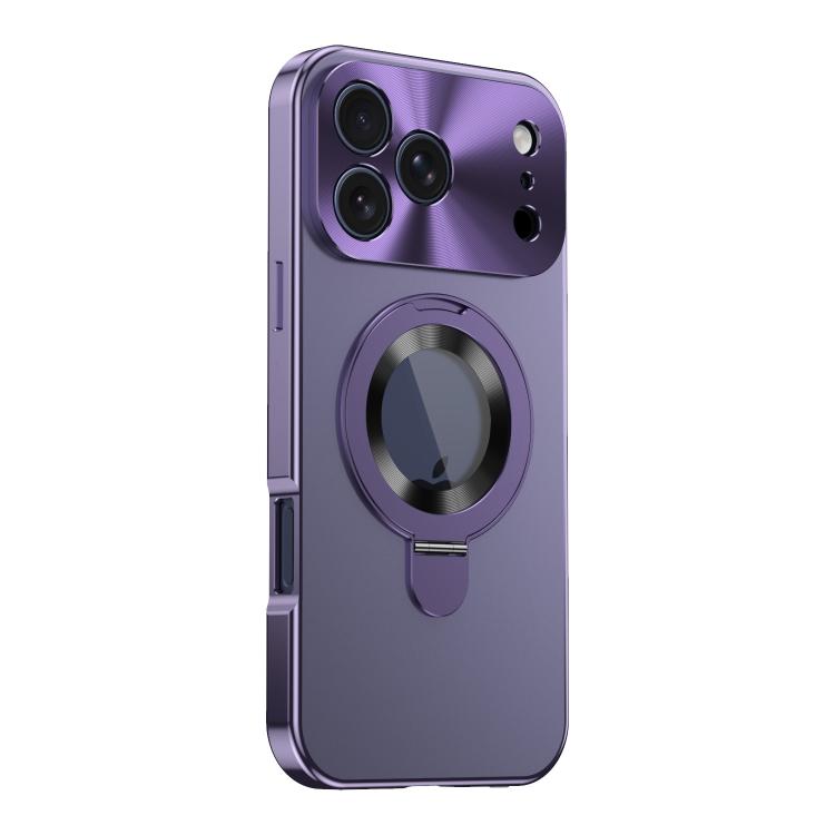 For iPhone 17 Pro Privacy Screen Film Full Cover MagSafe Holder Phone Case(Purple)