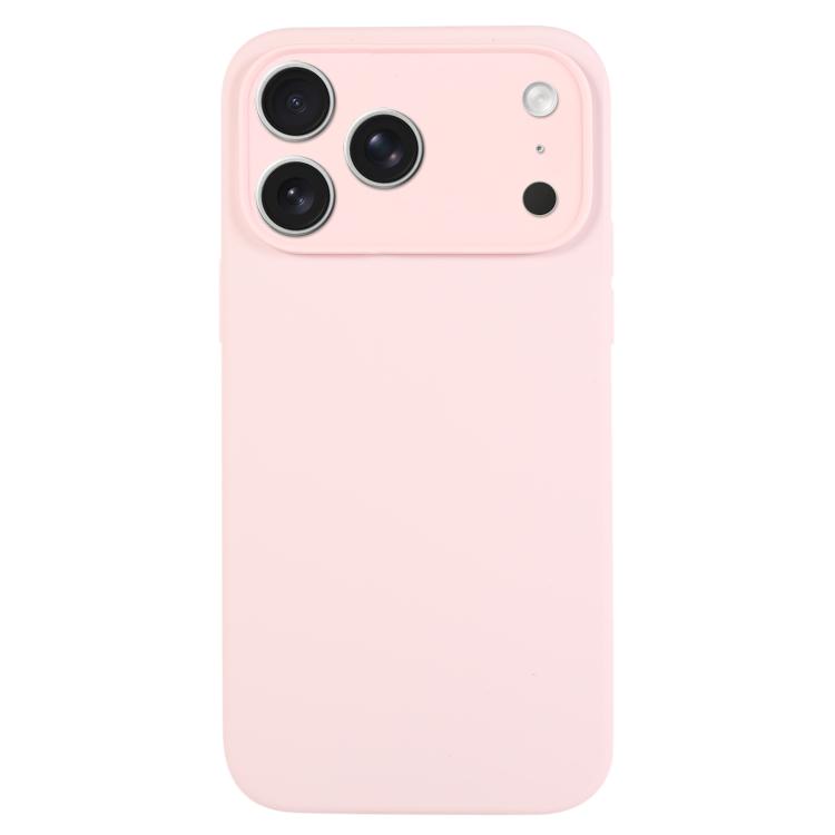 For iPhone 17 Pro Pure Color Liquid Silicone Fine Pore Phone Case(Grey Pink)
