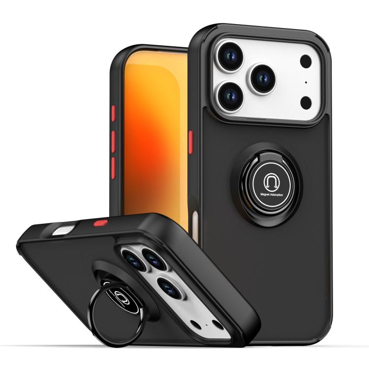 For iPhone 17 Pro Q Shadow 1 Series TPU + PC Phone Case with Ring(Black+Red)