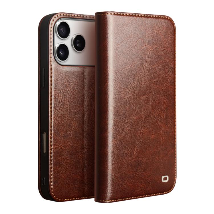 For iPhone 17 Pro QIALINO Classic Genuine Leather Phone Case(Brown)