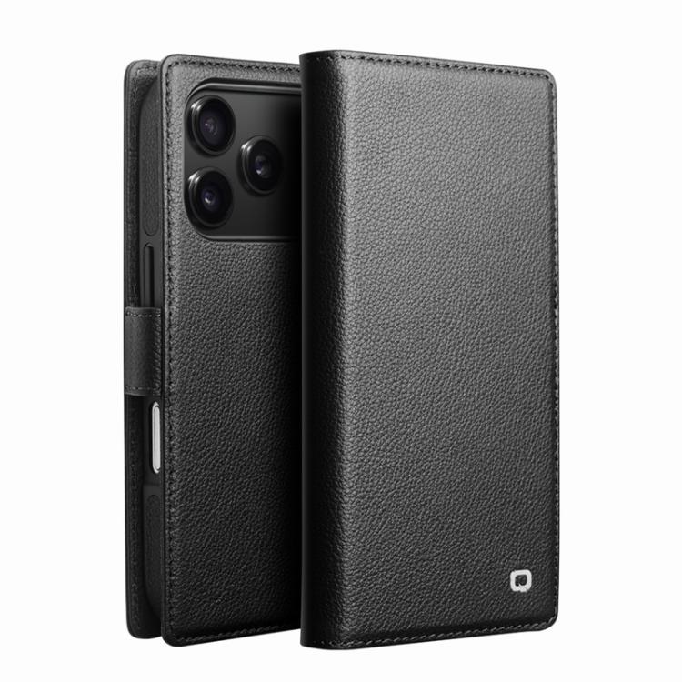 For iPhone 17 Pro QIALINO Classics 3rd Genuine Leather Phone Case(Black)