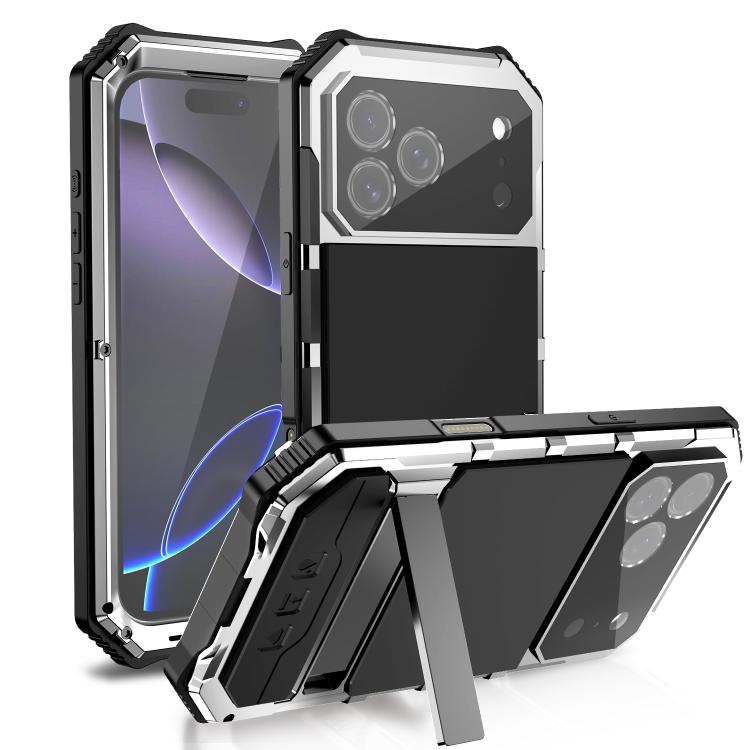 For iPhone 17 Pro R-JUST Life Waterproof Dustproof Shockproof Holder Phone Case(Silver)