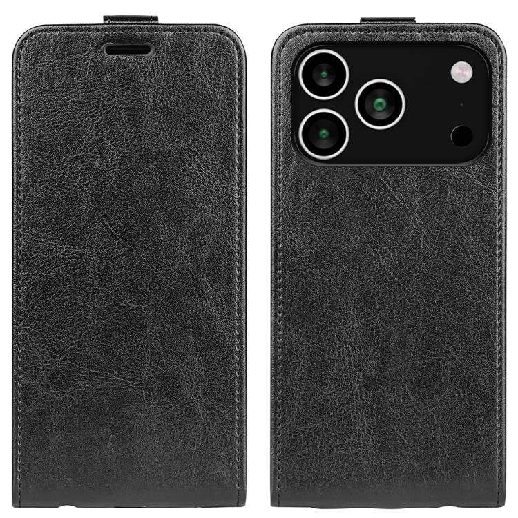 For iPhone 17 Pro R64 Texture Single Vertical Flip Leather Phone Case(Black)