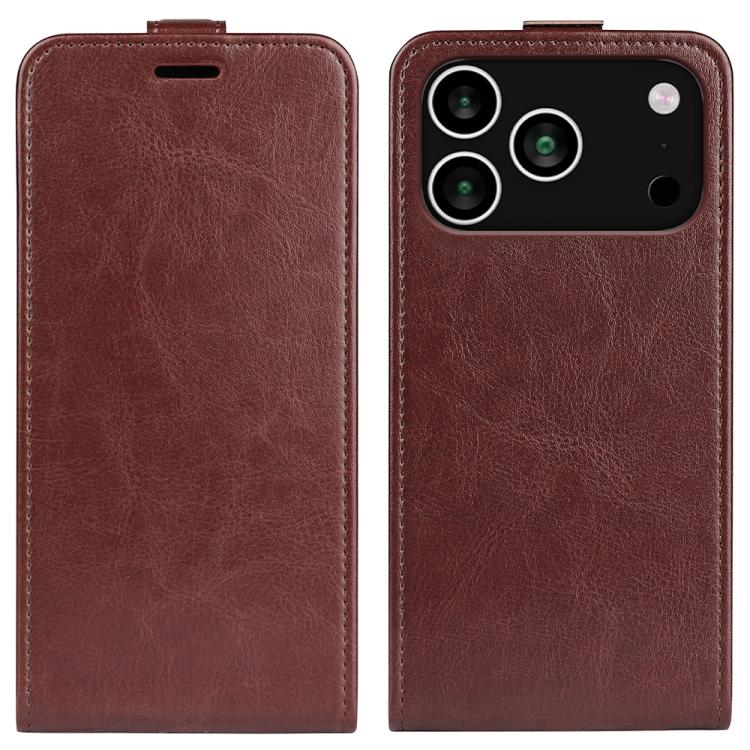 For iPhone 17 Pro R64 Texture Single Vertical Flip Leather Phone Case(Brown)