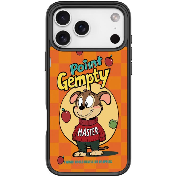 For iPhone 17 Pro Red Green Apple Dog Pattern Magnetic Phone Case(Black)
