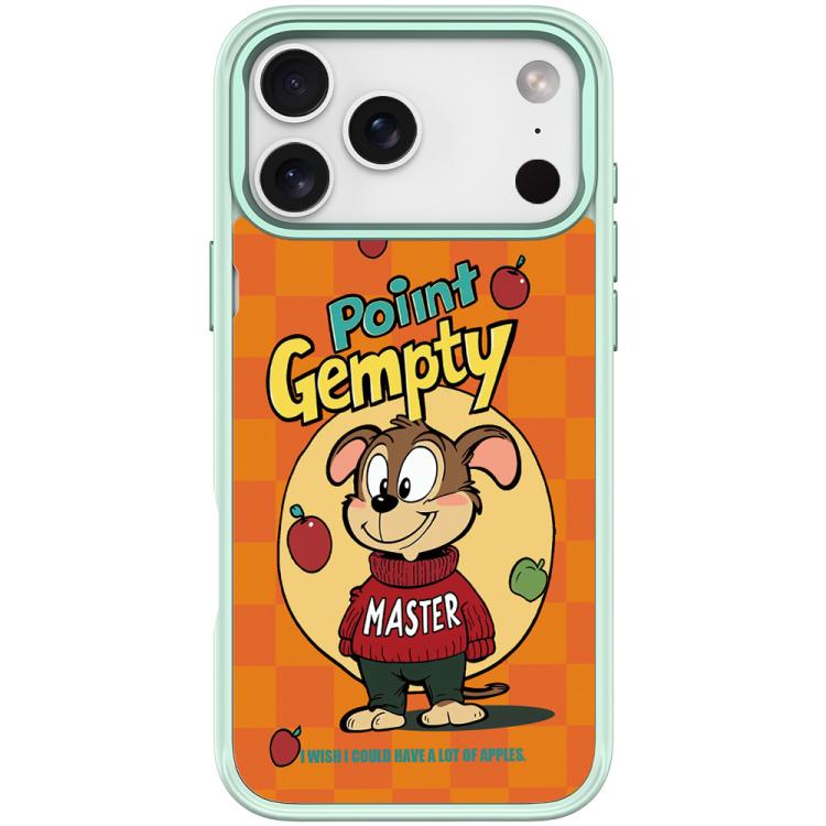 For iPhone 17 Pro Red Green Apple Dog Pattern Magnetic Phone Case(Light Green)