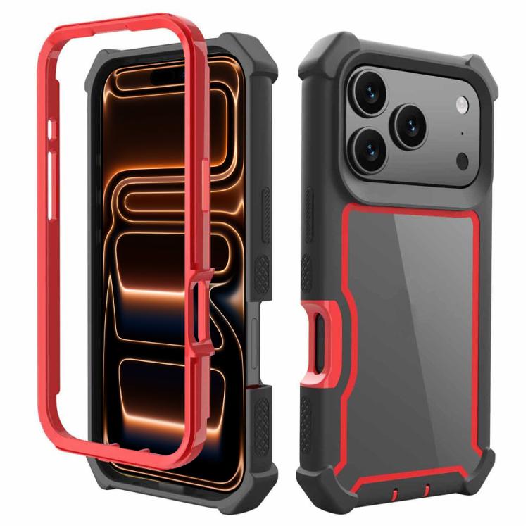 For iPhone 17 Pro Reinforced Corner Design TPU + PC Shockproof Phone Case(Black Red)