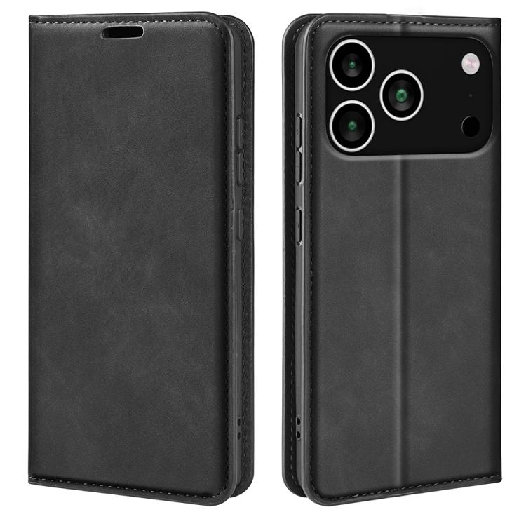 For iPhone 17 Pro Retro-skin Magnetic Suction Leather Phone Case(Black)