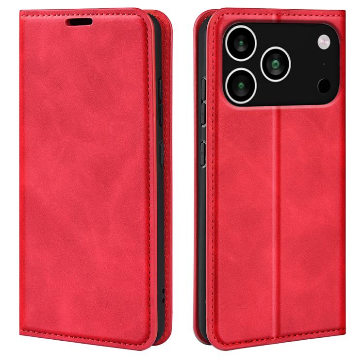 For iPhone 17 Pro Retro-skin Magnetic Suction Leather Phone Case(Red)