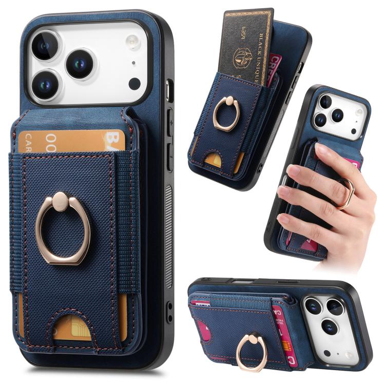 For iPhone 17 Pro Retro Splitable Magnetic Stand Card Bag Leather Phone Case(Blue)