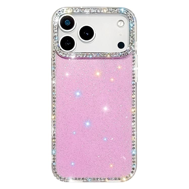 For iPhone 17 Pro Rhinestone Dual-side IMD PC Hybrid TPU Phone Case(Glitter Light Purple)