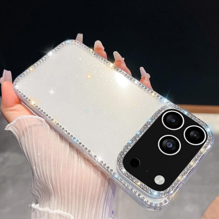 For iPhone 17 Pro Rhinestone Glitter TPU 4-corners Anti-fall Phone Case(Transparent)