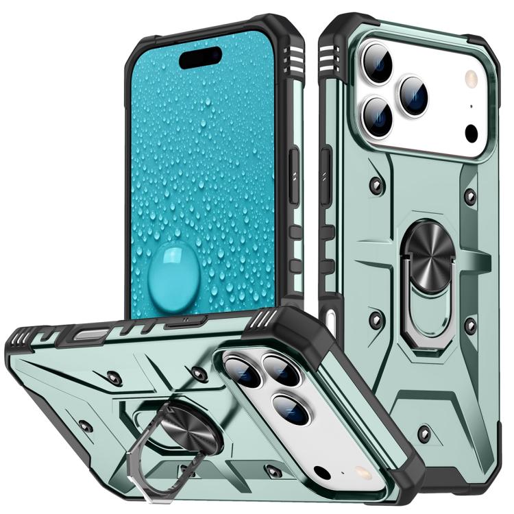 For iPhone 17 Pro Ring Holder Phone Case(Midnight Green)