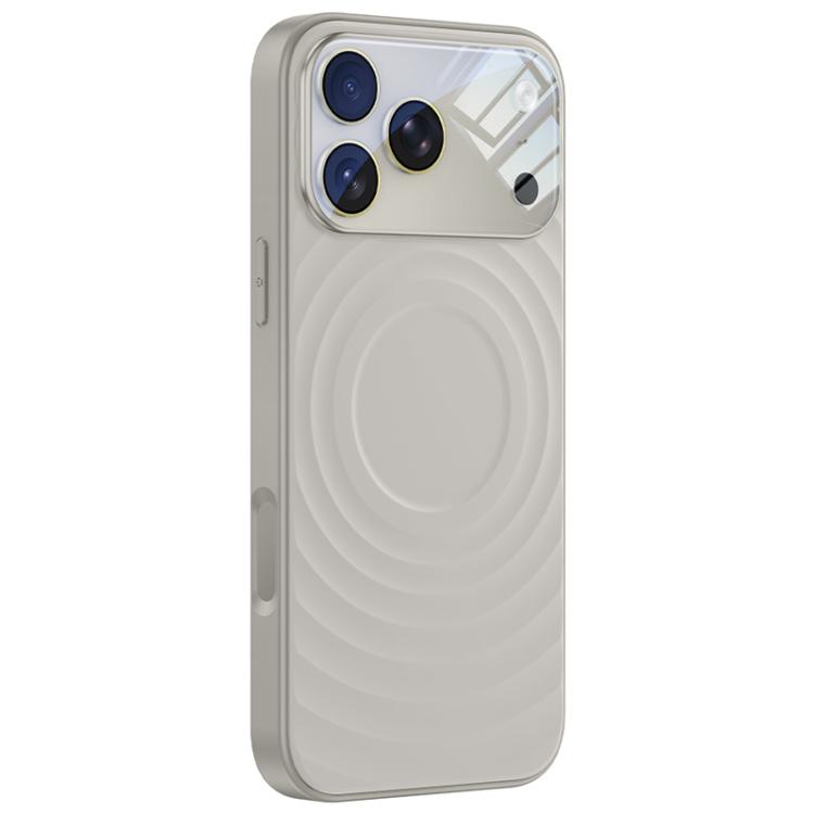 For iPhone 17 Pro Ripple Texture Large Windows Liquid Silicone Phone Case(Grey)