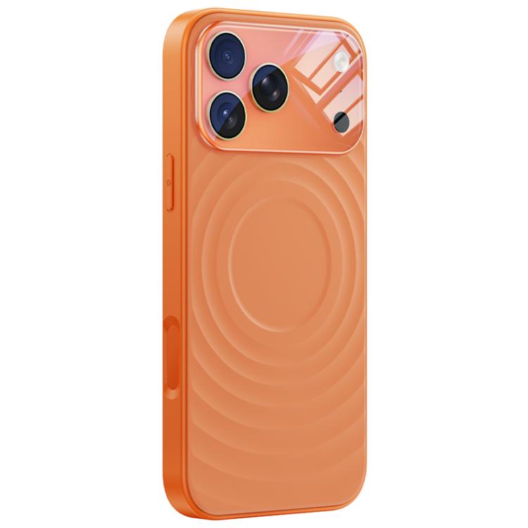 For iPhone 17 Pro Ripple Texture Large Windows Liquid Silicone Phone Case(Orange)