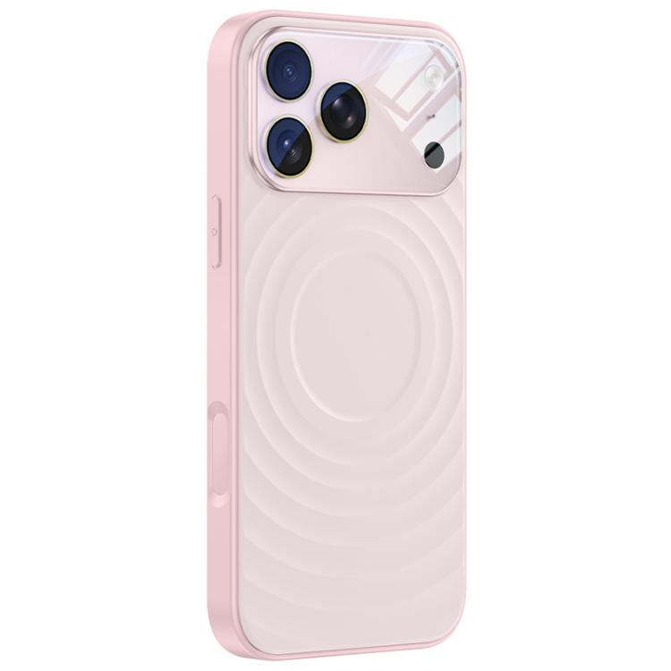For iPhone 17 Pro Ripple Texture Large Windows Liquid Silicone Phone Case(Pink)