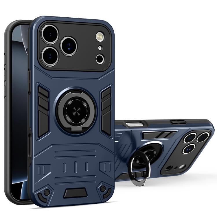 For iPhone 17 Pro Rotating Holder TPU Hybrid PC Phone Case(Royal Blue)