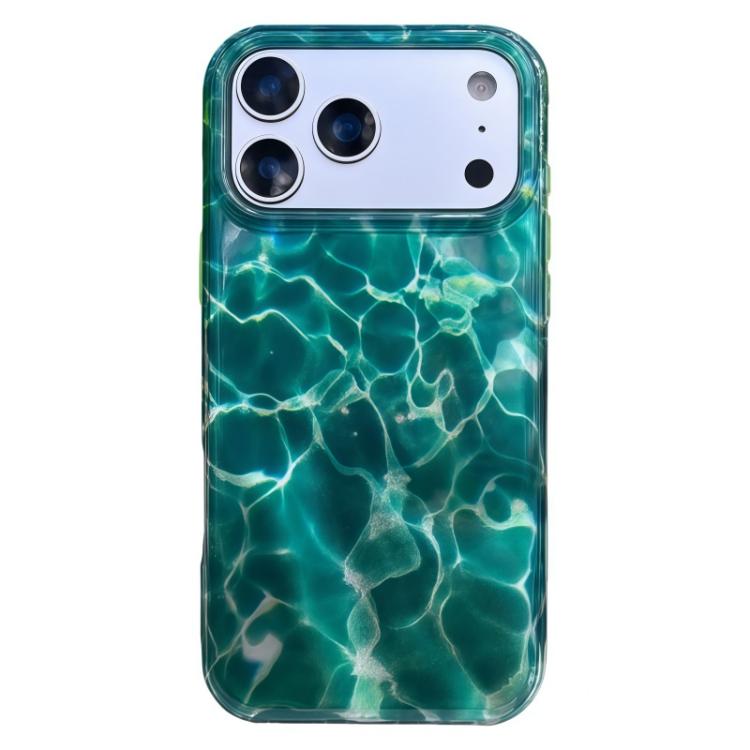 For iPhone 17 Pro Rounded Edge IMD Pattern TPU Phone Case(Green Water Ripple Texture)