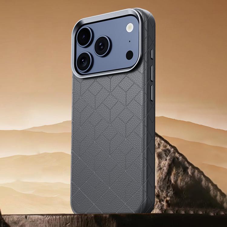 For iPhone 17 Pro Rubik Cube Series Embossed Grid Pattern Magnetic Phone Case(Dark Grey)