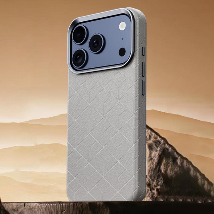 For iPhone 17 Pro Rubik Cube Series Embossed Grid Pattern Magnetic Phone Case(Titanium Gray)