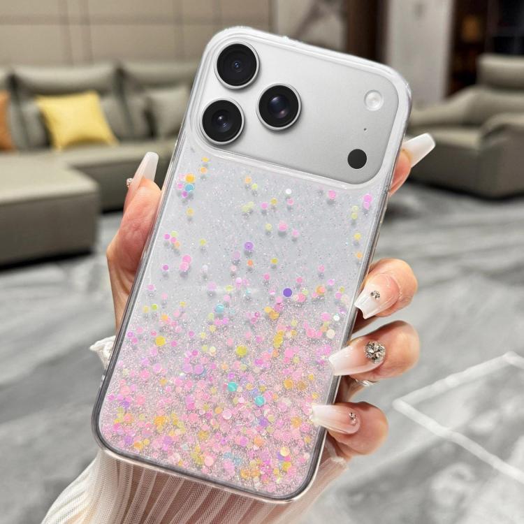 For iPhone 17 Pro Sequins Glitter Gradient Epoxy TPU Phone Case(Brilliant Colors)