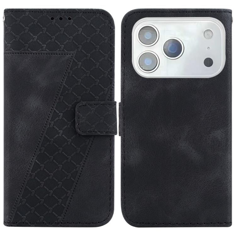 For iPhone 17 Pro Seven-shaped Embossed Leather Phone Case(Black)
