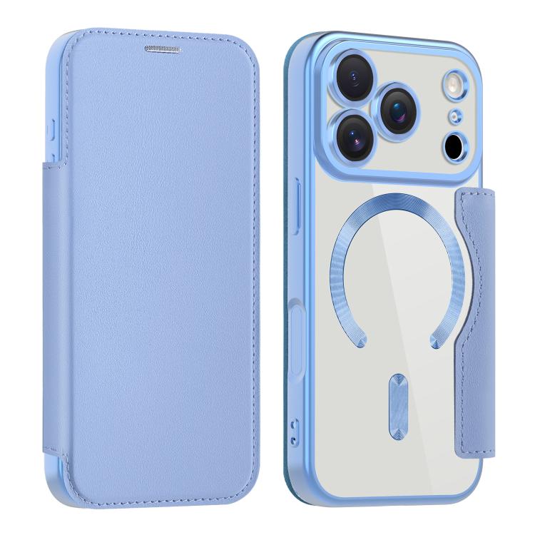 For iPhone 17 Pro Shield MagSafe RFID Anti-theft Leather Phone Case(Blue)