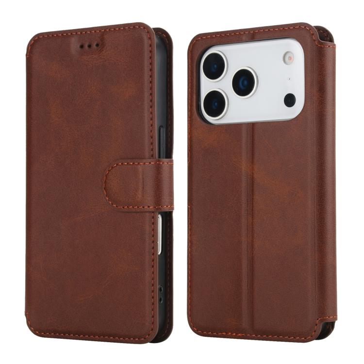 For iPhone 17 Pro Shockproof PU + TPU Leather Phone Case(Brown)