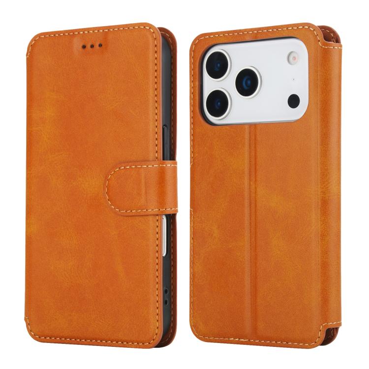 For iPhone 17 Pro Shockproof PU + TPU Leather Phone Case(Light Brown)