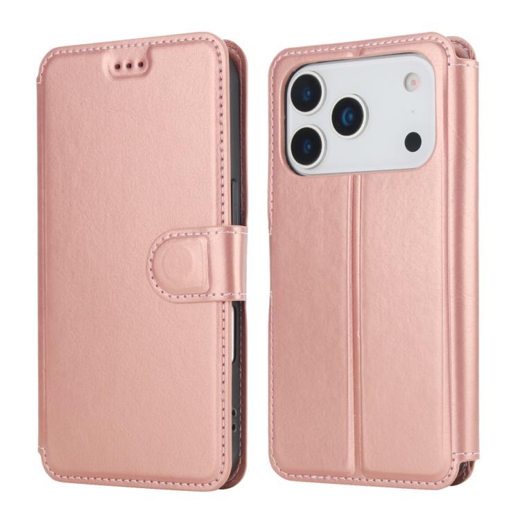 For iPhone 17 Pro Shockproof PU + TPU Leather Phone Case(Rose Gold)