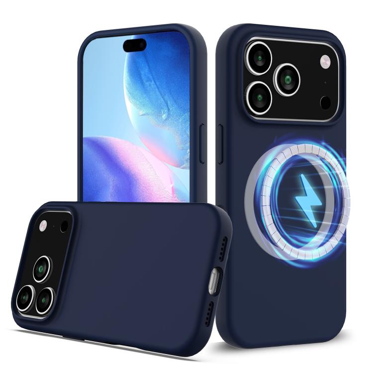 For iPhone 17 Pro Shockproof Silicone Magsafe Phone Case(Navy Blue)