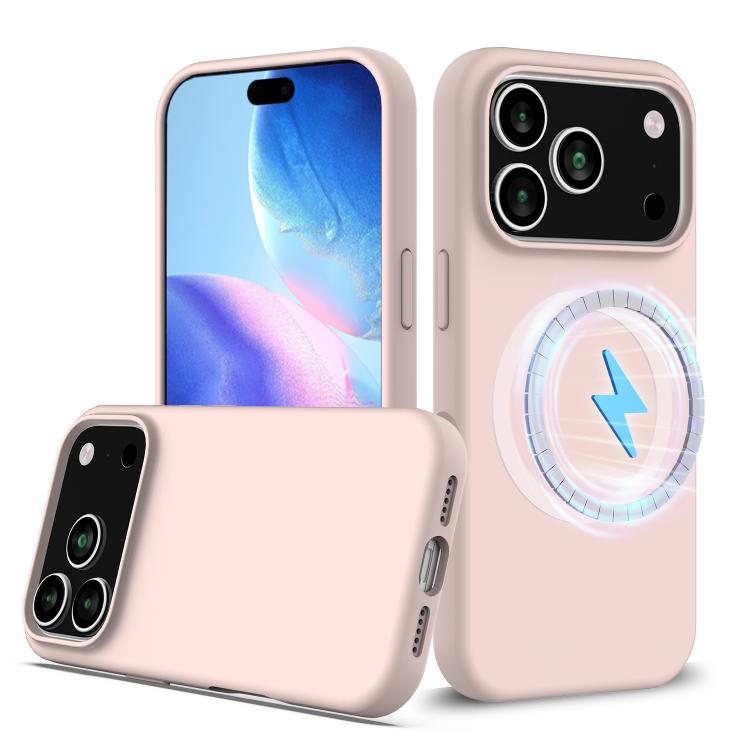 For iPhone 17 Pro Shockproof Silicone Magsafe Phone Case(Sand Pink)
