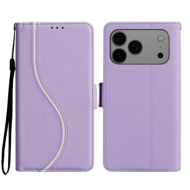 For iPhone 17 Pro Side Buckle S Curve Leather Phone Case(Purple)